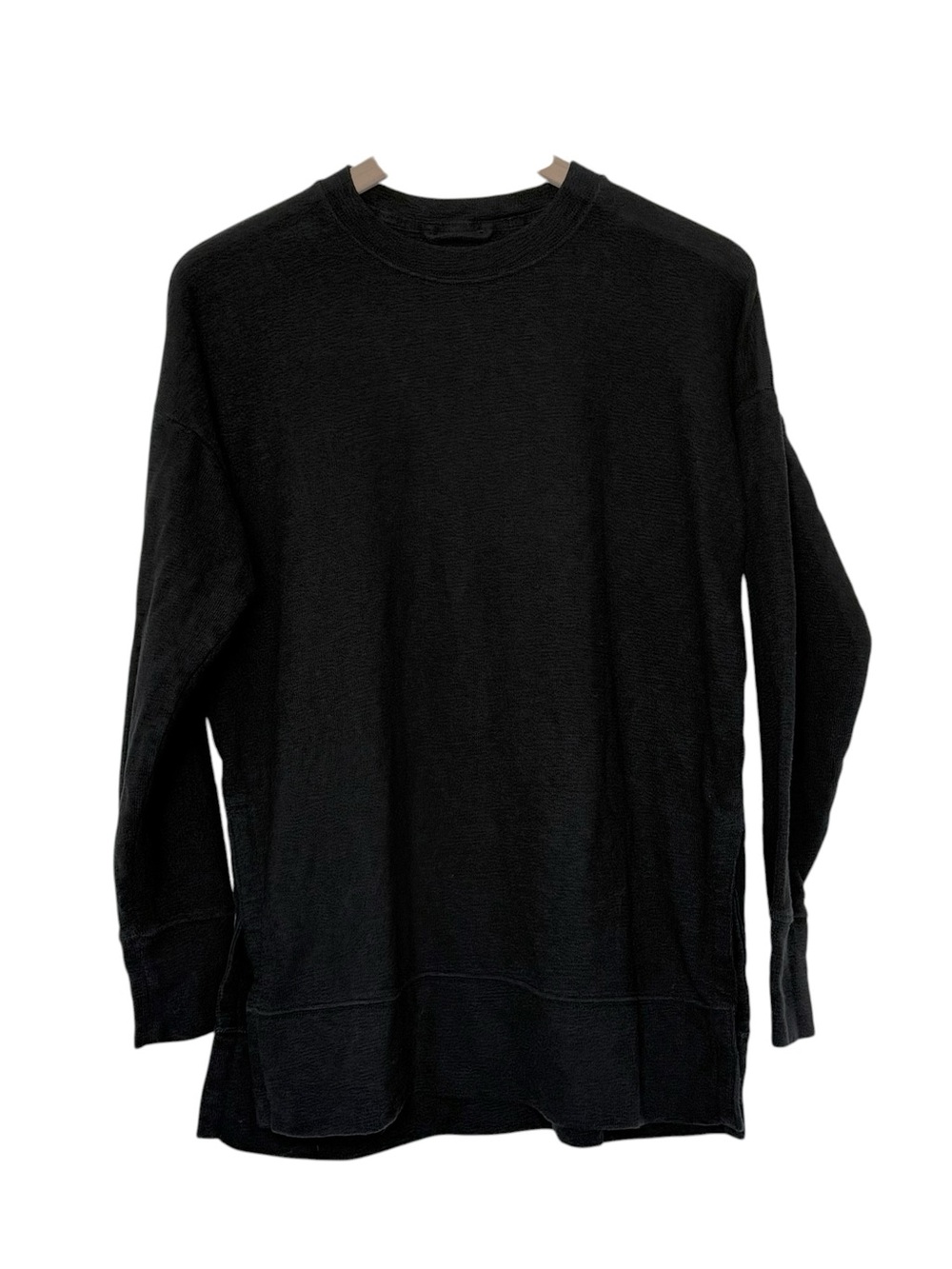 Aerie XS Pullover Black Crew Neck Sweatshirt Split Hem Casual Lounge